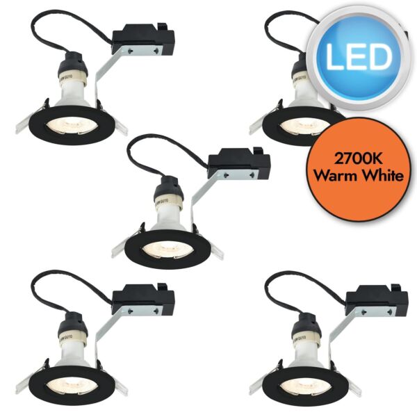 Nordlux - Set of 5 Canis - 49750103 - LED Black Recessed Ceiling Downlights