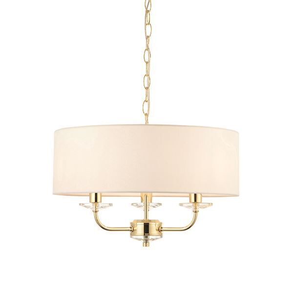 Endon Lighting - Nixon - 70560 - Brass Vintage White 3 Light Ceiling Pendant Light