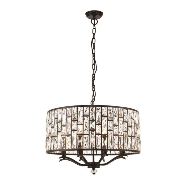 Endon Lighting - Belle - 69391 - Dark Bronze Clear Crystal Glass 8 Light Ceiling Pendant Light