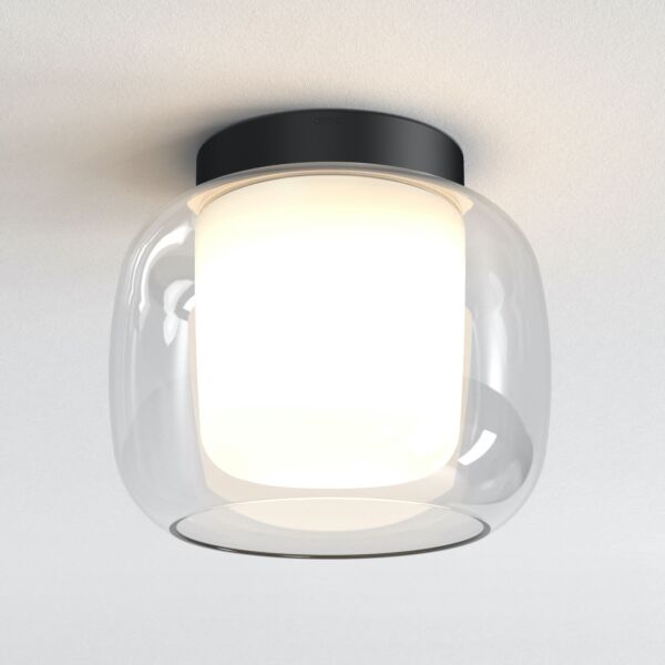 Astro Lighting - Aquina 240 - 1450009 - Black & Clear & White Glass Bathroom Ceiling Flush Light