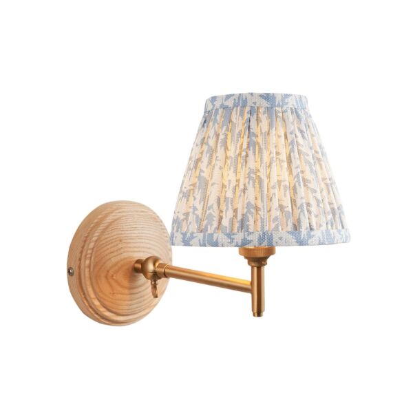 Endon Lighting - Wood Fold & Leaf 16cm - 115858 - Ash Wood Blue Wall Light