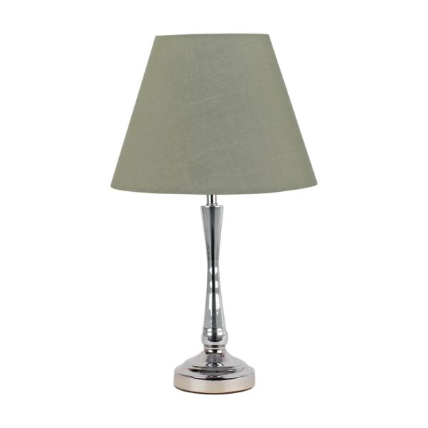 Chrome Table Lamp with Stem Detail and Sage Green Shade