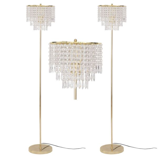 Pair of Cascada - Gold and Acrylic Crystal Jewelled Floor Lamp