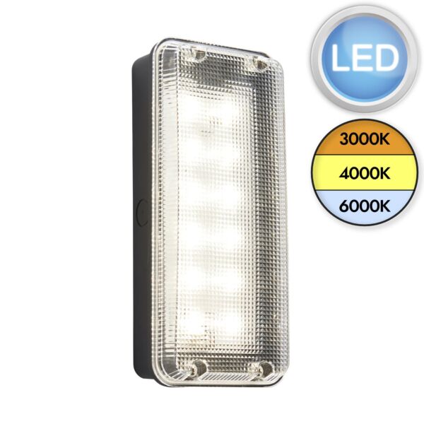 Saxby Lighting - Avit CCT - 113565 - LED Black Prismatic IP65 Outdoor Bulkhead Light