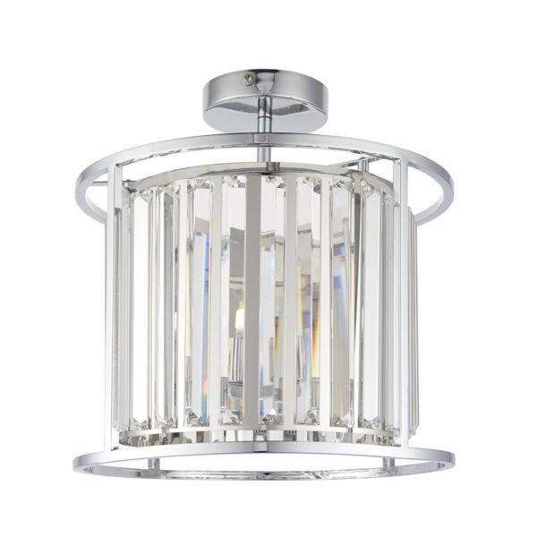 Endon Lighting - Hamilton - 96022 - Chrome Clear Crystal Glass 3 Light IP44 Bathroom Ceiling Flush Light