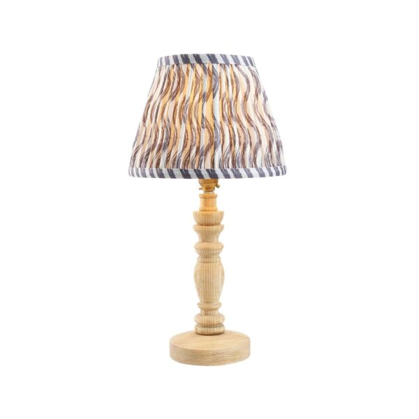 Endon Lighting - Bibury & Ripple 20cm - 114288 - Ash Wood Aged Brass Grey Table Lamp With Shade