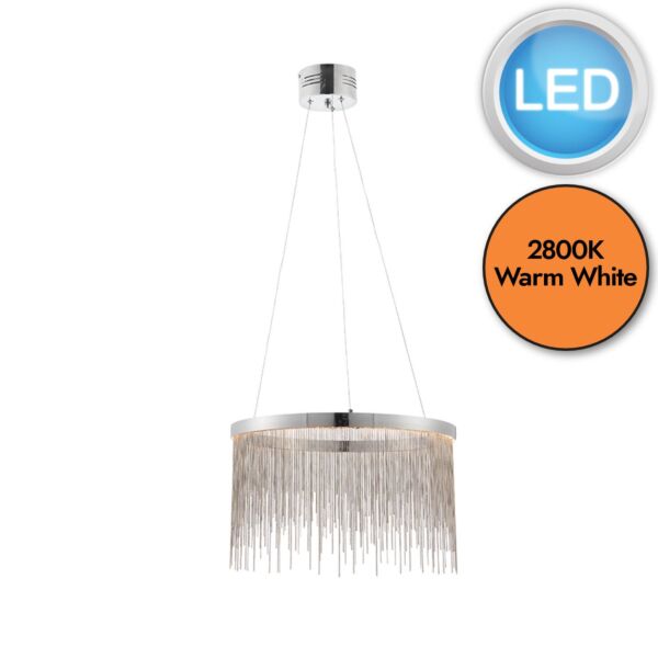 Endon Lighting - Zelma - 73768 - LED Chrome Silver Ceiling Pendant Light