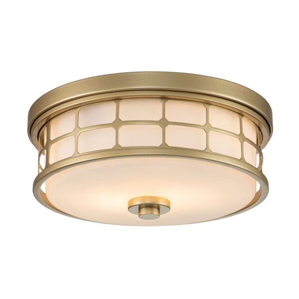 Quoizel Lighting - Guardian - QZ-GUARDIAN-F-PNBR - Natural Brass Opal Glass 2 Light IP44 Bathroom Ceiling Flush Light