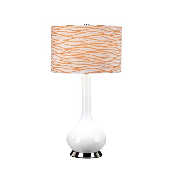 Elstead Lighting - Milo - MILO-PN-TL-LORA - White Nickel Orange Ceramic Table Lamp With Shade