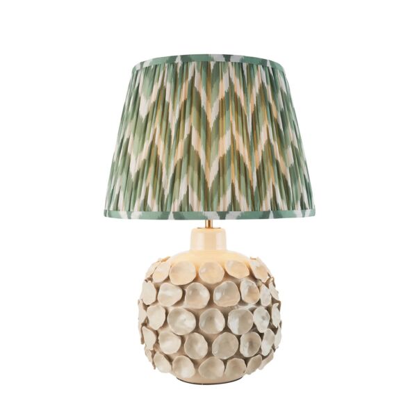 Endon Lighting - Borello & Zigzag 35cm - 116402 - Cream Crackle Aged Brass Green Ceramic Table Lamp With Shade