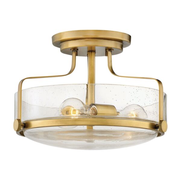 Hinkley Lighting - Harper - HK-HARPER-SFS-HB-CS - Heritage Brass Clear Seeded Glass 3 Light Flush Ceiling Light