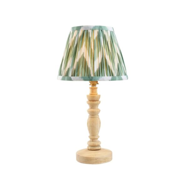 Endon Lighting - Bibury & Zigzag 20cm - 114290 - Ash Wood Aged Brass Green Table Lamp With Shade