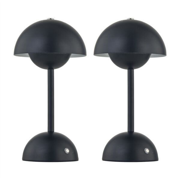 Eleanor - Black LED Rechargeable Touch Table Lamps Twin Pack