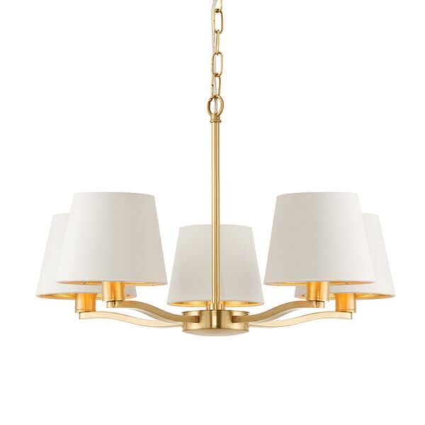 Endon Lighting - Harvey - 67734 - Gold Vintage White 5 Light Ceiling Pendant Light