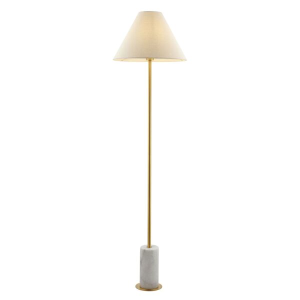 Bert - Aged Brass White Marble Natural Floor Lamp