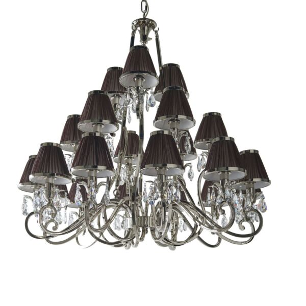 Interiors 1900 - Oksana - 63510 - Nickel Clear Crystal Glass Chocolate Pleated 21 Light Chandelier