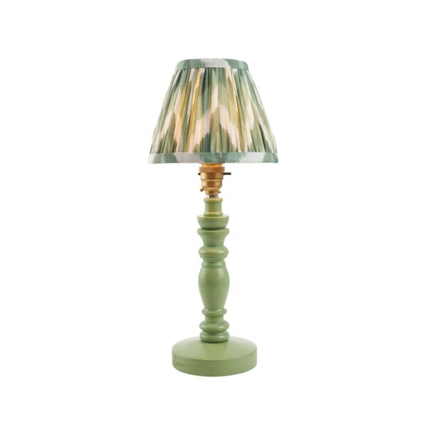 Endon Lighting - Bibury & Zigzag 16cm - 115878 - Green Aged Brass Table Lamp With Shade