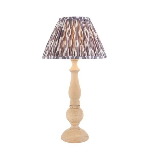 Endon Lighting - Hidcote & Ikat 30cm - 114755 - Natural Wood Aged Brass Grey Table Lamp With Shade