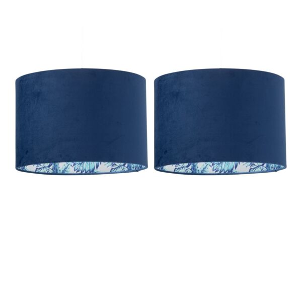 Set of 2 Parrot - Velvet Blue Parrot Design 30cm Pendant or Table Lamp Shades