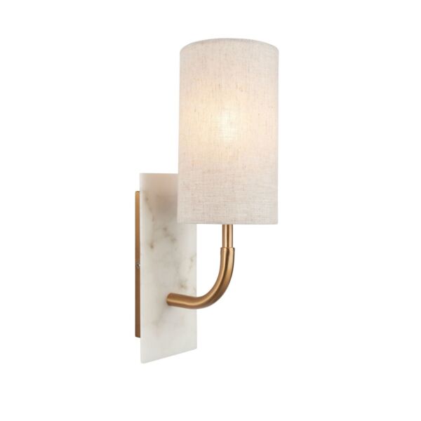 Bert - Vintage Brass White Marble Natural Cylinder Wall Light