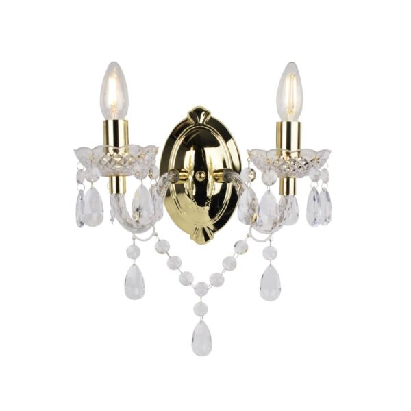 Clear Acrylic and Gold Marie Therese Style 2 x 40W Wall Light