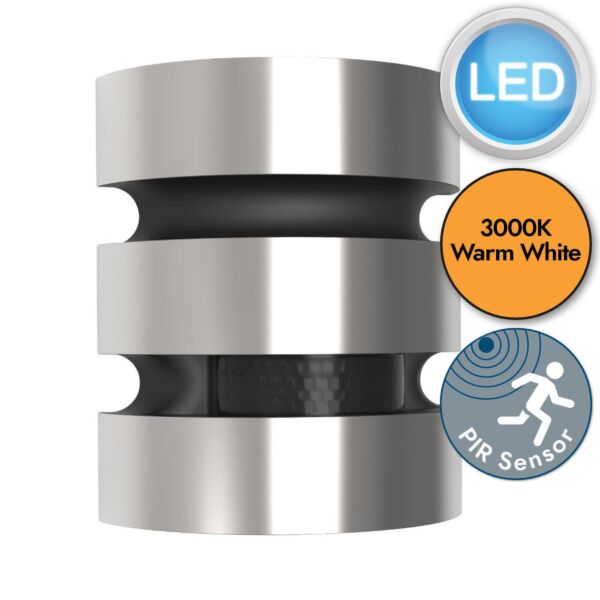 Lutec - Maya - 5198401001 - LED Stainless Steel Frosted Glass IP44 Outdoor Sensor Wall Light