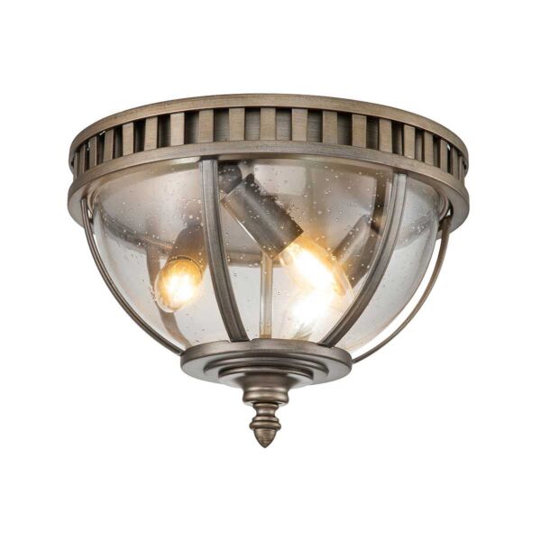 Kichler Lighting - Halleron - KL-HALLERON-F-BU - Burnished Bronze Clear Seeded Glass 3 Light IP44 Outdoor Ceiling Flush Light