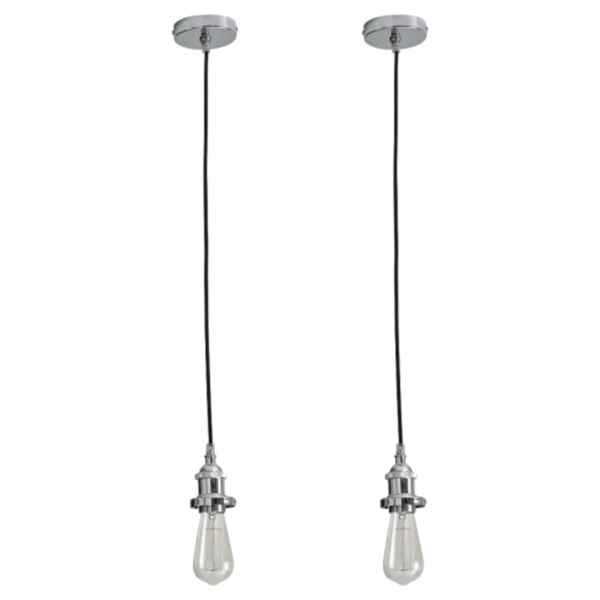 Set of 2 Flex Suspension - Chrome Pendant Kits with Black Fabric Cable