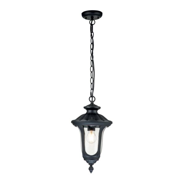 Elstead Lighting - Chicago - CC8-S-BK - Black Clear Seeded Glass IP44 Outdoor Ceiling Pendant Light