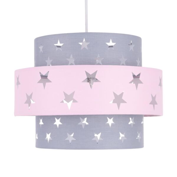 Pink and Grey Star Two Tier Light Shade