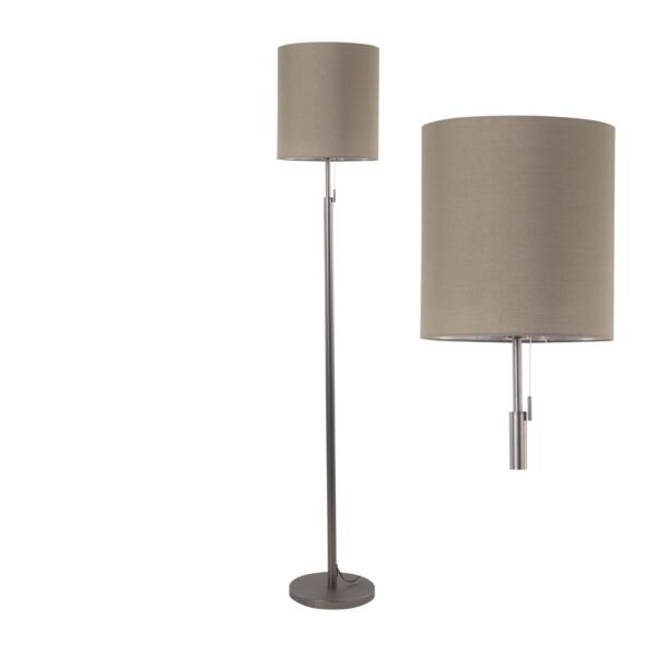 Verta - Pewter Floor Lamp with Matching Silk Shade