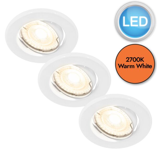 Nordlux - Set of 3 Canis 3-Kit 2700K - 49330101 - LED White Recessed Ceiling Downlights