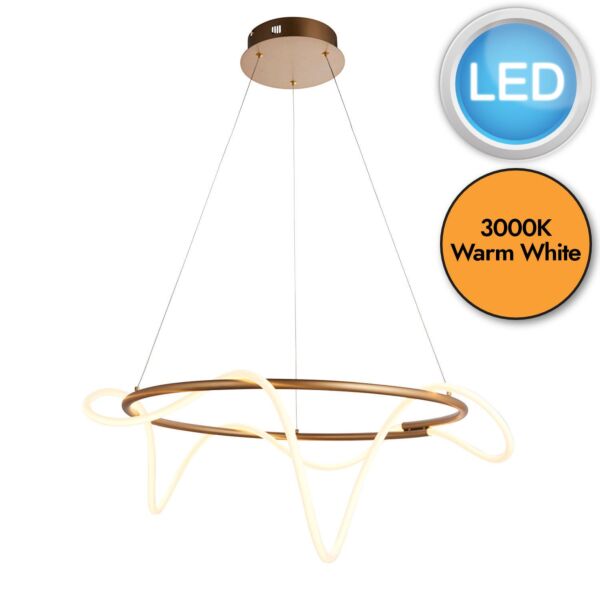 Endon Lighting - Attalea - 97631 - LED Gold White Ceiling Pendant Light