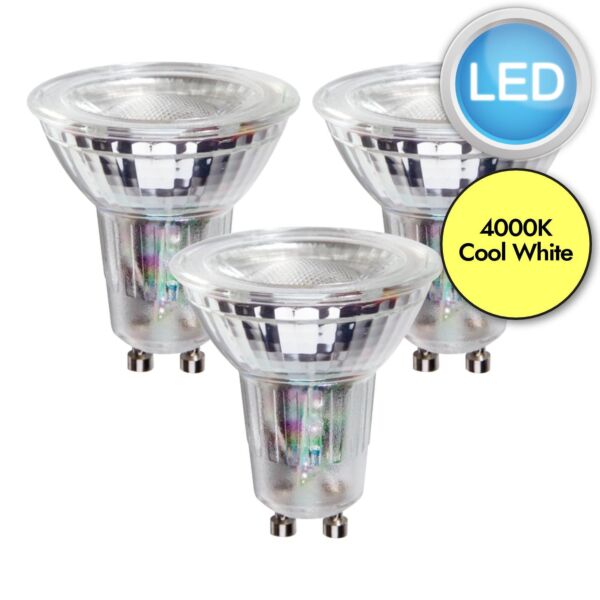 3 x 4.7W LED GU10 Dimmable Light Bulbs - Cool White