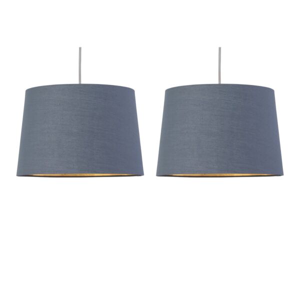 Set of 2 Zoey - Dark Grey with Gold Inner Easy Fit Pendant or Lamp Shades