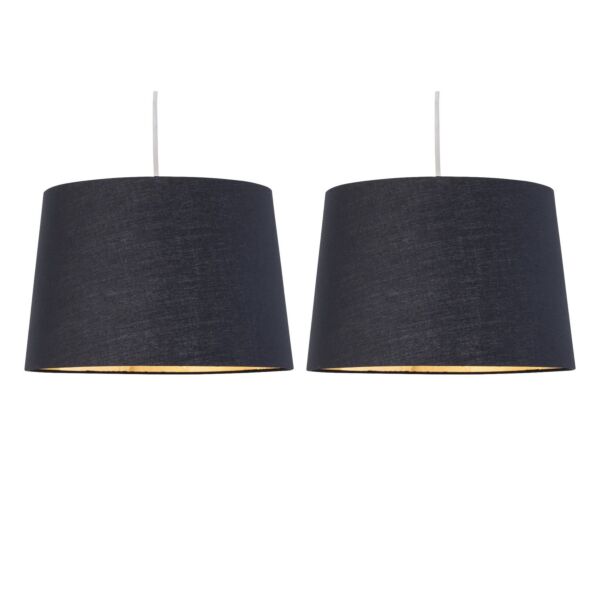 Set of 2 Zoey - Black with Gold Inner Easy Fit Pendant or Lamp Shades