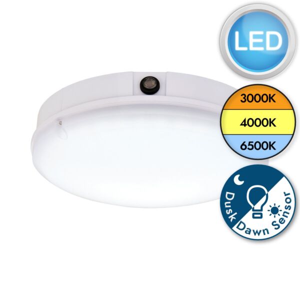 Saxby Lighting - Forca - 77899 - LED White Opal IP65 Photocell 18w CCT Outdoor Sensor Bulkhead Light