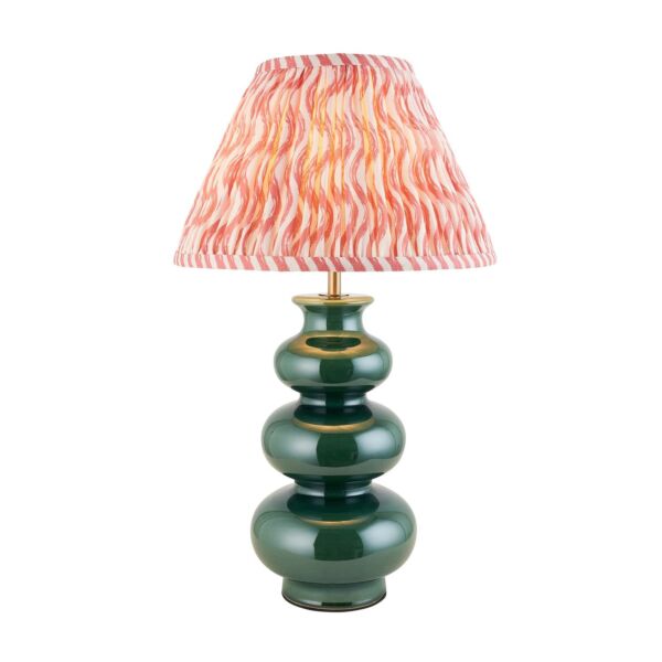 Endon Lighting - Monroe & Ripple 30cm - 116474 - Green Aged Brass Pink Ceramic Table Lamp With Shade