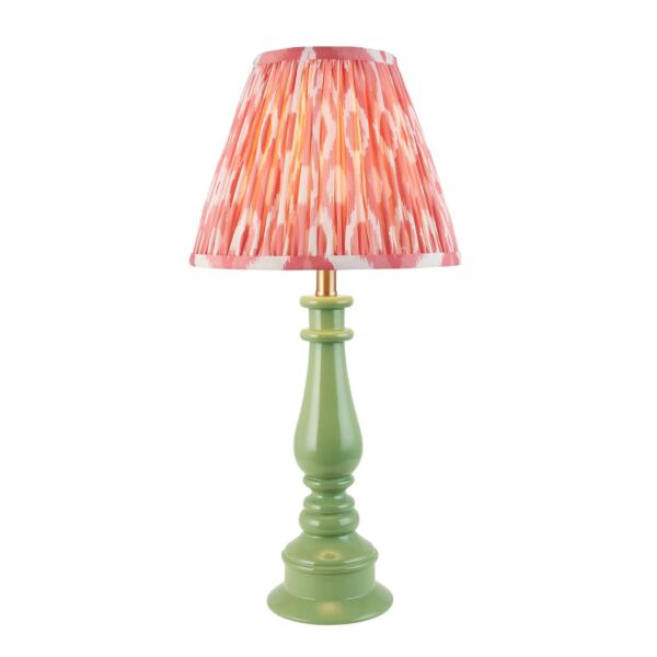 Endon Lighting - Myrtle & Ikat 25cm - 116334 - Green Warm Brass Pink Table Lamp With Shade