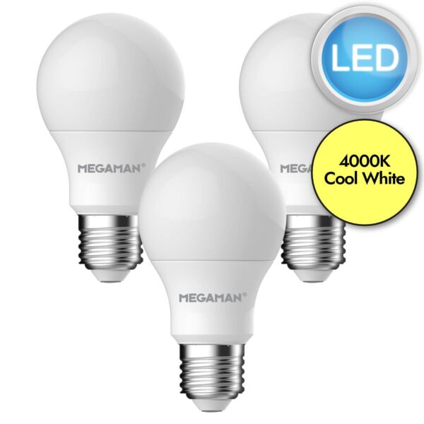 3 x 8.6W LED E27 Light Bulbs - Cool White