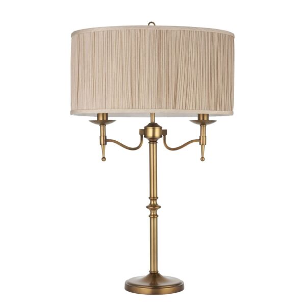 Interiors 1900 - Stanford - 63648 - Antique Brass Beige 2 Light Table Lamp With Shade