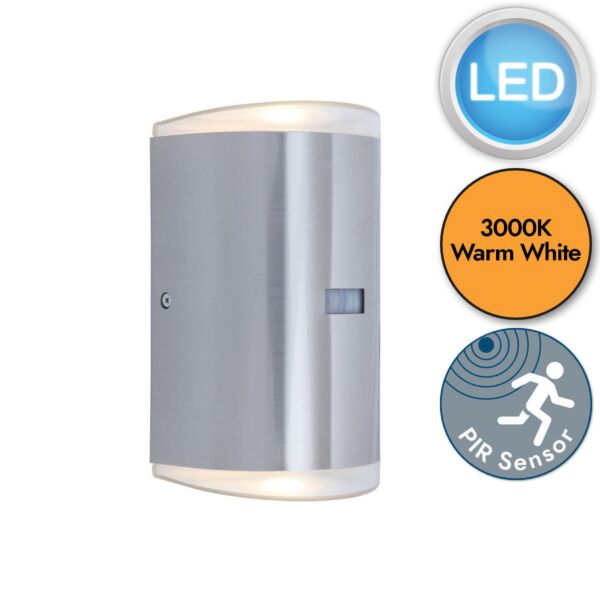 Lutec - Path - 5605702112 - LED Stainless Steel Opal Clear IP54 Outdoor Sensor Wall Light