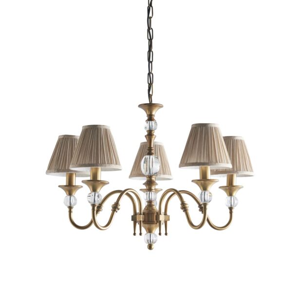 Interiors 1900 - Polina - 63587 - Antique Brass Beige 5 Light Chandelier