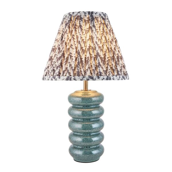 Endon Lighting - Squash & Leaf 25cm - 116482 - Ocean Spray Aged Brass Grey Ceramic Table Lamp With Shade