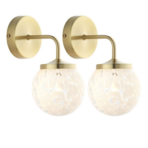 Set of 2 Magda - Confetti Glass with Satin Gold Wall Lamps