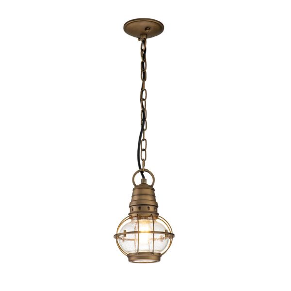 Kichler Lighting - Bridgepoint - KL-BRIDGEPOINT8S-NBR - Natural Brass Clear Seeded Glass IP44 Outdoor Ceiling Pendant Light