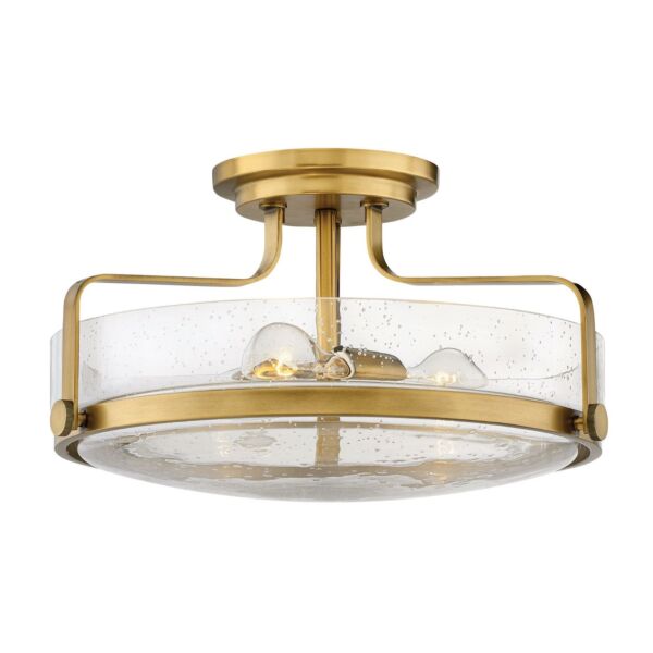 Hinkley Lighting - Harper - HK-HARPER-SFM-HB-CS - Heritage Brass Clear Seeded Glass 3 Light Flush Ceiling Light