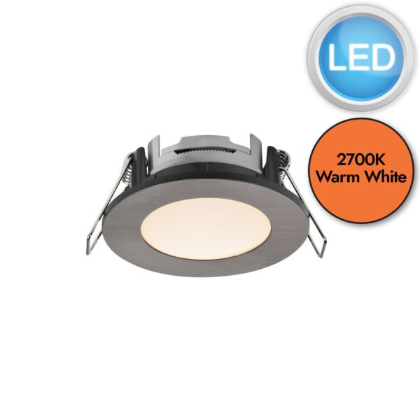 Nordlux - Leonis IP65 1-Kit 2700K - 2310016055 - LED Brushed Nickel IP65 Bathroom Recessed Ceiling Downlight