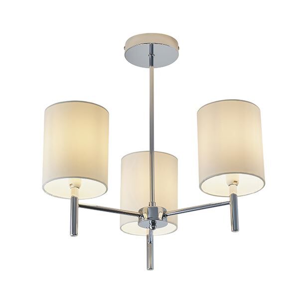 Endon Lighting - Brio - BRIO-3CH - Chrome Off White 3 Light Flush Ceiling Light