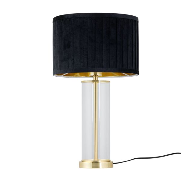 Aura - Satin Brass Table Lamp with Black Pleated Velvet Shade